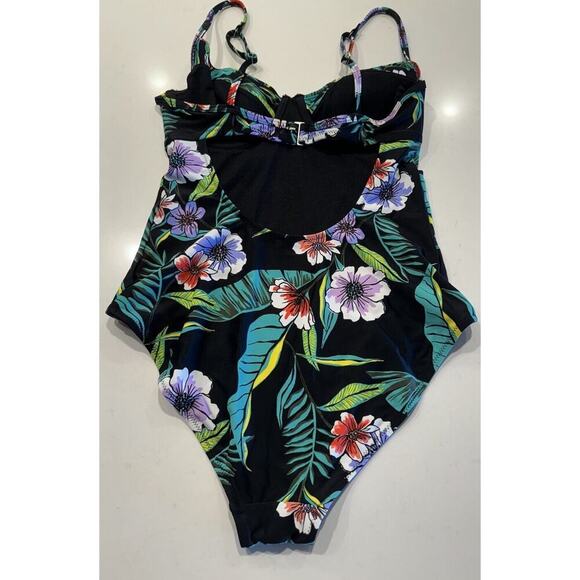 Old Navy Size Medium Tropical Floral Print One Piece Bathing Suit Underwire Swim - Picture 3 of 7